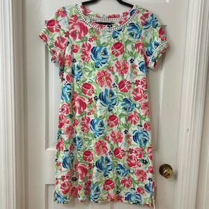 Talbots Floral Knit‎ Dress Sz MP Cottagecore Garden Party Coastal Colorful Beach